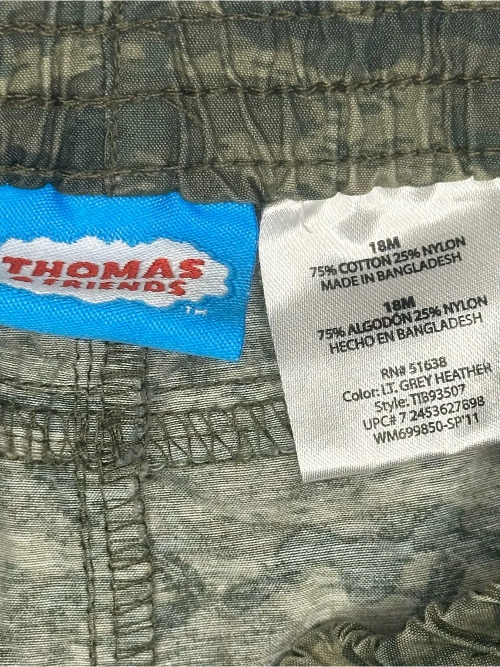 Vintage Y2K Boys 18M Thomas The Tank Engine Camouflage Cargo Shorts AOP Train